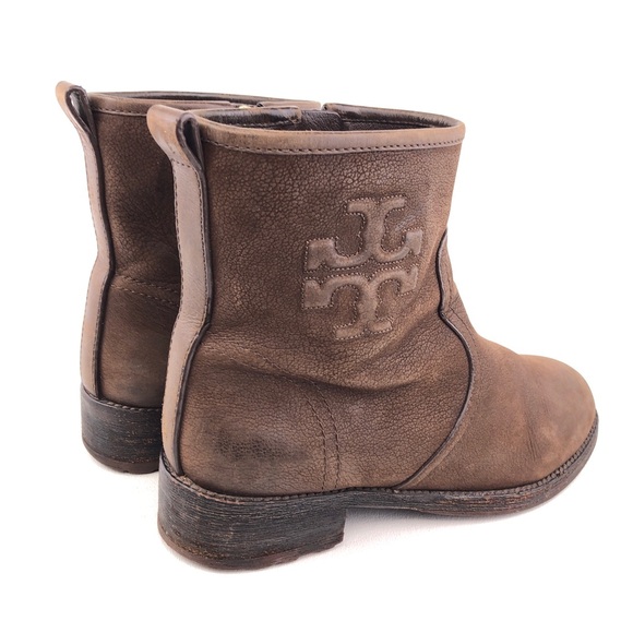 Tory Burch Simone Brown Leather Ankle Boots 8.5M - Picture 5 of 15